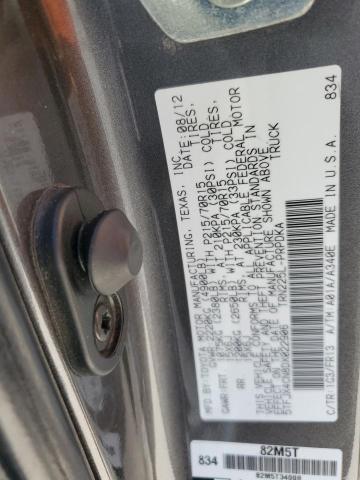 5TFJX4CN8DX022906 - 2013 TOYOTA TACOMA DOUBLE CAB GRAY photo 12