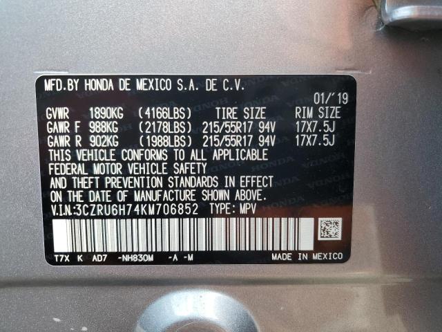 3CZRU6H74KM706852 - 2019 HONDA HR-V EXL 银色 照片 14