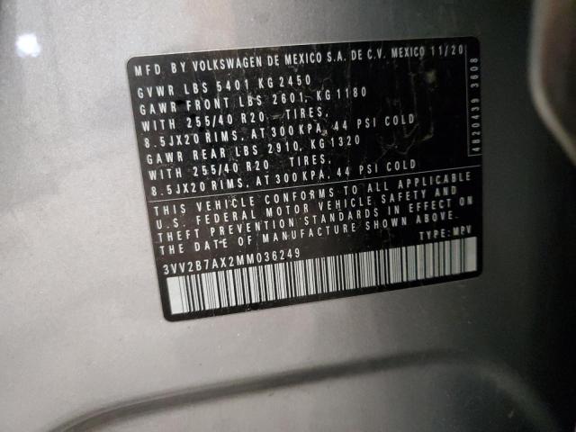 3VV2B7AX2MM036249 - 2021 VOLKSWAGEN TIGUAN SE Silber Foto 13