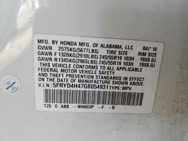 5FRYD4H47GB054931 - 2016 ACURA MDX TECHNOLOGY WHITE photo 13
