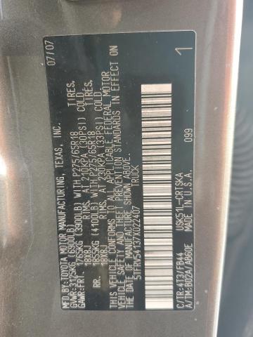 5TFRV54137X022407 - 2007 TOYOTA TUNDRA DOUBLE CAB SR5 GRAY photo 12