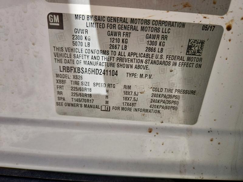 LRBFXBSA6HD241104 - 2017 BUICK ENVISION ESSENCE Սպիտակ լուսանկար 14