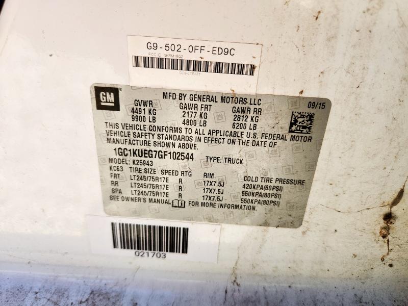 1GC1KUEG7GF102544 - 2016 CHEVROLET SILVERADO K2500 HEAVY DUTY WHITE photo 12