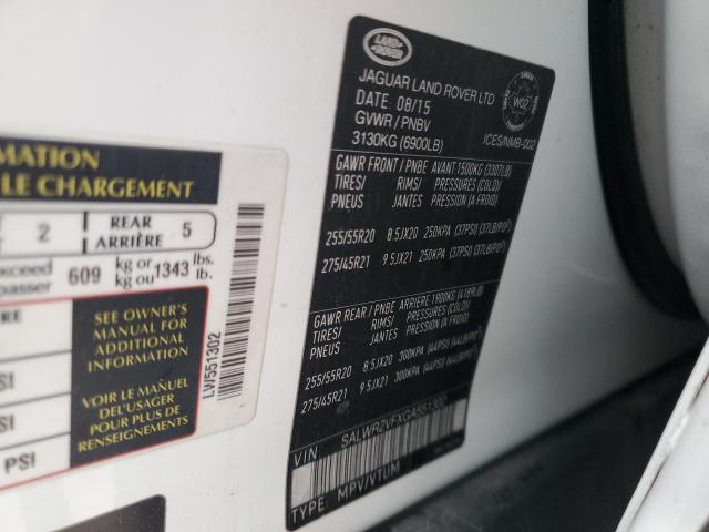 SALWR2VFXGA551302 - 2016 LAND ROVER RANGE ROVE HSE WHITE photo 13