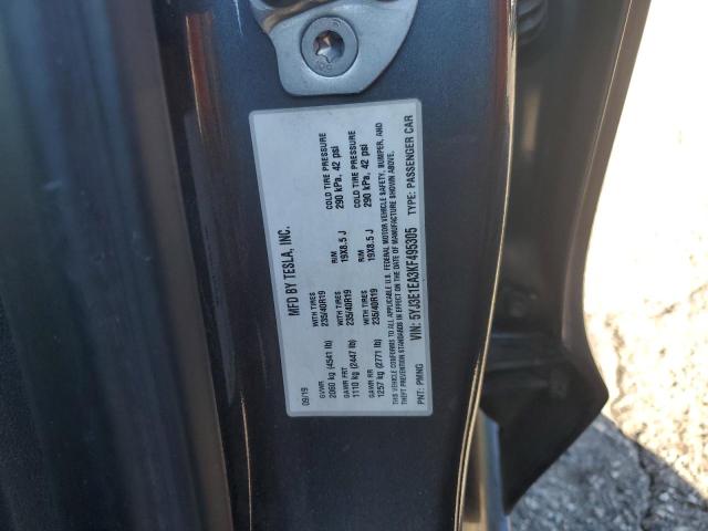 5YJ3E1EA3KF495305 - 2019 TESLA MODEL 3 ნაცრისფერი ფოტო 12