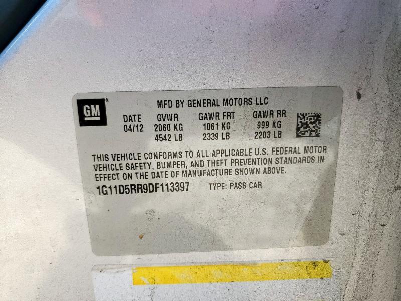 1G11D5RR9DF113397 - 2013 CHEVROLET MALIBU 1LT GRAY photo 12