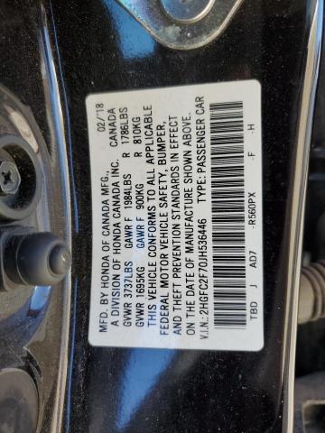 2HGFC2F70JH536446 - 2018 HONDA CIVIC EX Schwarz Foto 12