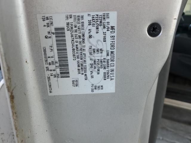 1FMZU67K24UB03873 - 2004 FORD EXPLORER S SILVER photo 12