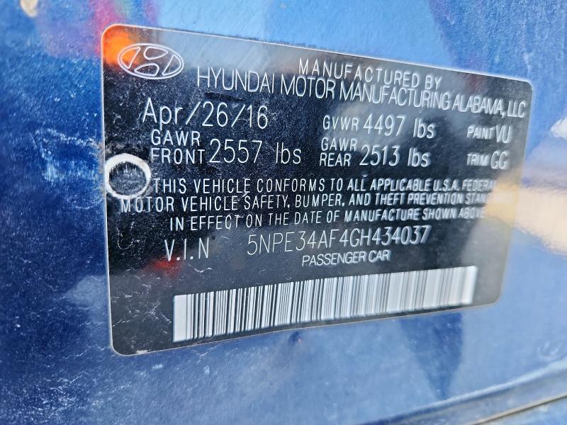 5NPE34AF4GH434037 - 2016 HYUNDAI SONATA SPORT BLUE photo 13