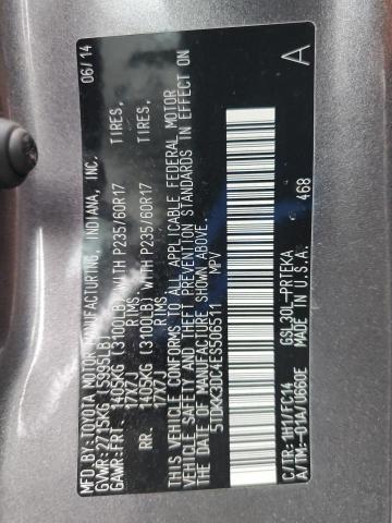 5TDKK3DC4ES506511 - 2014 TOYOTA SIENNA LE 灰色 照片 13