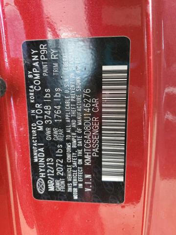 KMHTC6AD8DU146276 - 2013 HYUNDAI VELOSTER RED photo 12