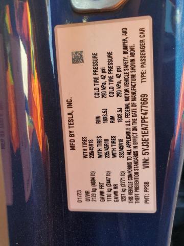 5YJ3E1EA7PF477669 - 2023 TESLA MODEL 3 蓝色 照片 13
