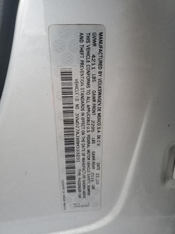 3VWDZ7AJXBM333231 - 2011 VOLKSWAGEN JETTA SE SILVER photo 12