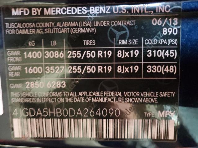 4JGDA5HB0DA264090 - 2013 MERCEDES-BENZ ML 350 4MATIC BLUE photo 13