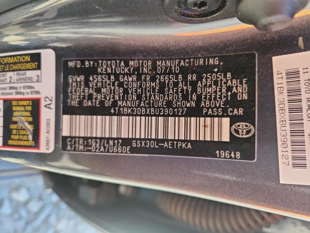 4T1BK3DBXBU390127 - 2011 TOYOTA AVALON BASE Сұр фото 12