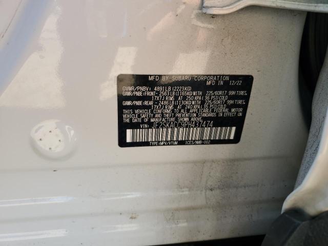 JF2SKACC9PH437474 - 2023 SUBARU FORESTER WHITE photo 12