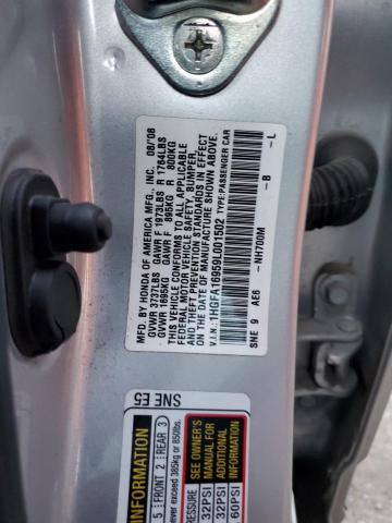 1HGFA16959L001502 - 2009 HONDA CIVIC EXL SILVER photo 12