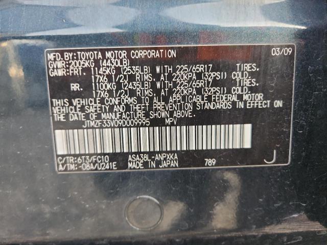 JTMZF33V09D009995 - 2009 TOYOTA RAV4 GREEN photo 12