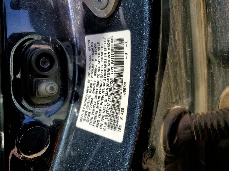 19XFC1F77KE008425 - 2019 HONDA CIVIC EXL Կապույտ լուսանկար 12