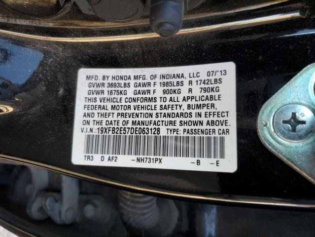 19XFB2E57DE063128 - 2013 HONDA CIVIC LX Սև լուսանկար 12