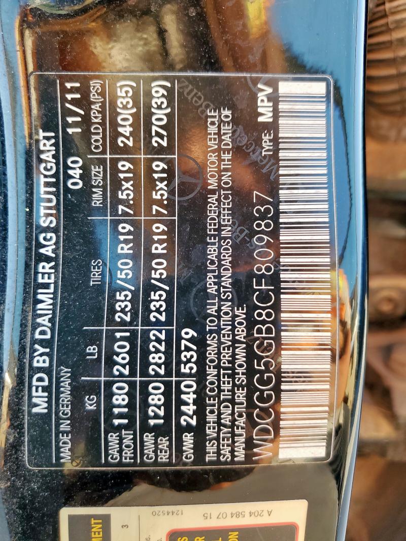 WDCGG5GB8CF809837 - 2012 MERCEDES-BENZ GLK 350 BLACK photo 13