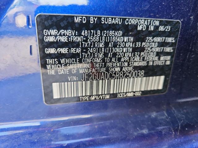 JF2GUADC5R8250038 - 2024 SUBARU CROSSTREK PREMIUM Синій фото 12