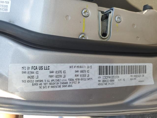 1C3CDFAA1GD519724 - 2016 DODGE DART SE 银色 照片 12