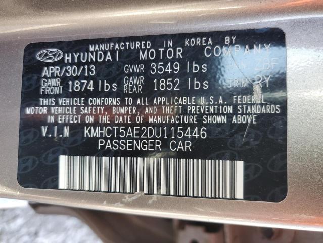 KMHCT5AE2DU115446 - 2013 HYUNDAI ACCENT GLS GRAY photo 12