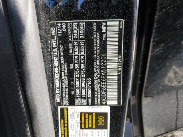 4JGDF6EE6FA512206 - 2015 MERCEDES-BENZ GL 450 4MATIC BLACK photo 13