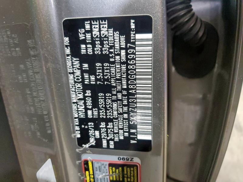 5XYZU3LA8DG086997 - 2013 HYUNDAI SANTA FE S TAN photo 12