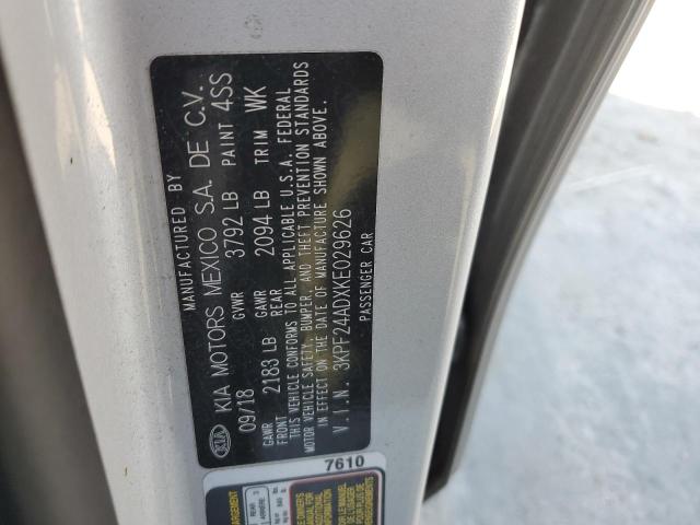 3KPF24ADXKE029626 - 2019 KIA FORTE FE 银色 照片 12