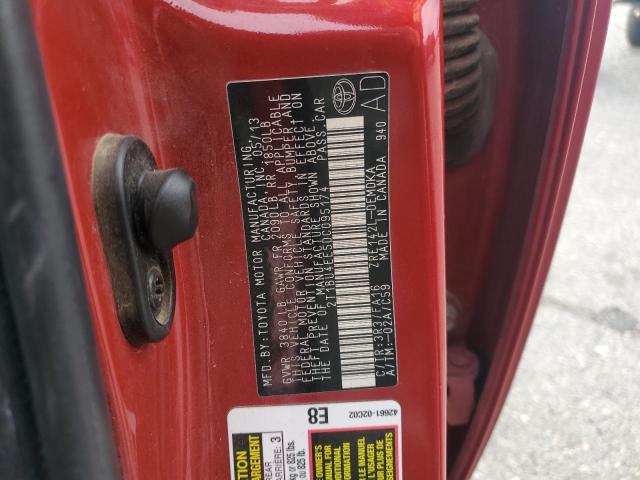 2T1BU4EE5DC095174 - 2013 TOYOTA COROLLA BASE 红色 照片 13