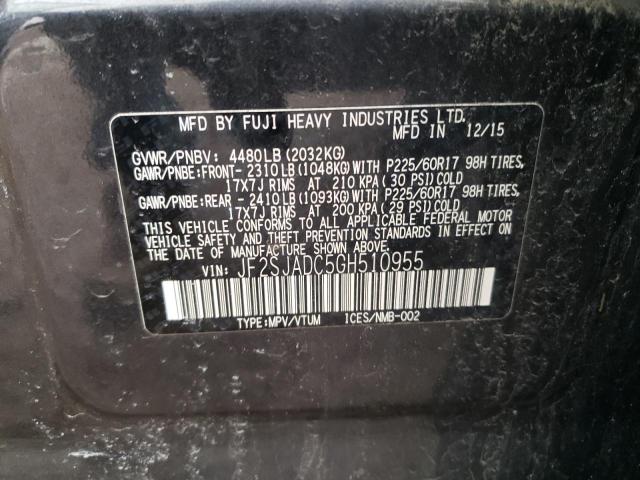 JF2SJADC5GH510955 - 2016 SUBARU FORESTER 2.5I PREMIUM CHARCOAL photo 13