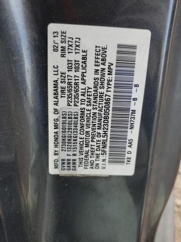 5FNRL5H23DB050867 - 2013 HONDA ODYSSEY LX 灰色 照片 13