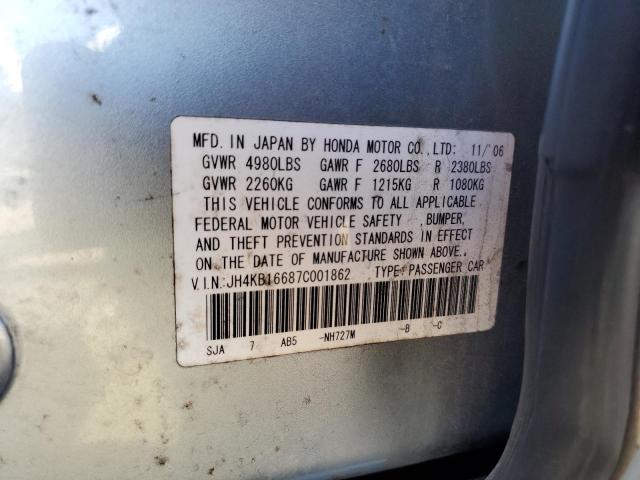 JH4KB16687C001862 - 2007 ACURA RL GRAY photo 12