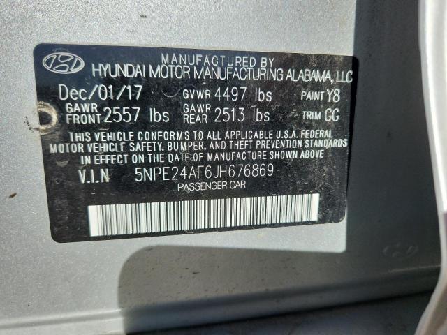 5NPE24AF6JH676869 - 2018 HYUNDAI SONATA SE Gümüş fotoğraf 12