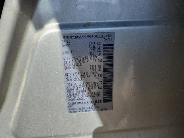 5N1DR2MN4JC604820 - 2018 NISSAN PATHFINDER S Сріблястий фото 13