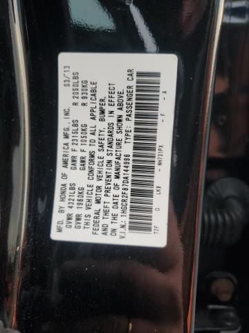 1HGCR2F87DA144996 - 2013 HONDA ACCORD EXL BLACK photo 12