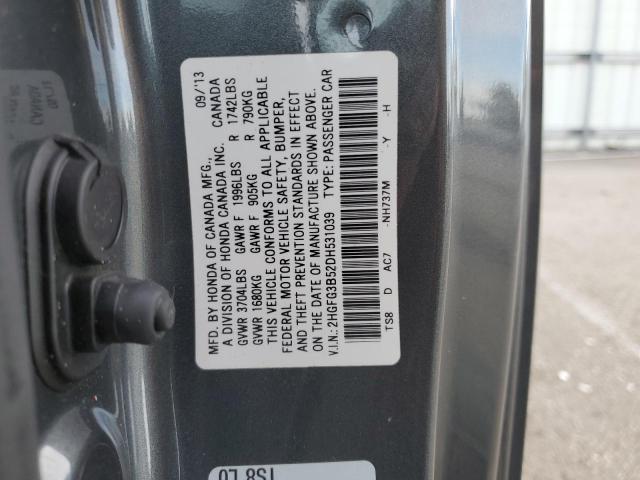 2HGFG3B52DH531039 - 2013 HONDA CIVIC LX Մոխրագույն լուսանկար 12