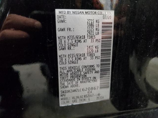 5N1DR2AM2LC620867 - 2020 NISSAN PATHFINDER S BLACK photo 13