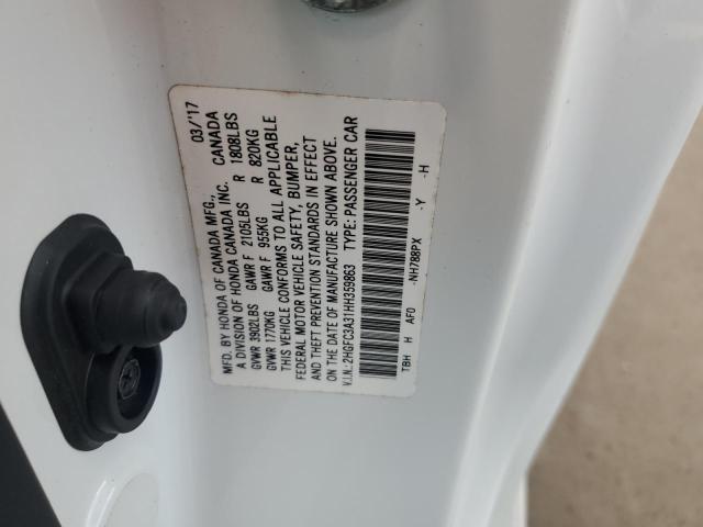2HGFC3A31HH359863 - 2017 HONDA CIVIC EX Ağ foto 12