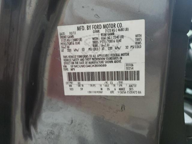 1FMCU9EG4CKB09089 - 2012 FORD ESCAPE LIMITED 灰色 照片 13