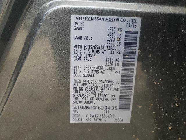 5N1AR2MM4GC623435 - 2016 NISSAN PATHFINDER S GRAY photo 13