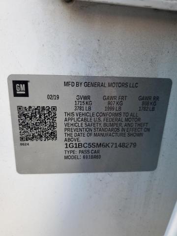 1G1BC5SM6K7148279 - 2019 CHEVROLET CRUZE LS 白色 照片 12