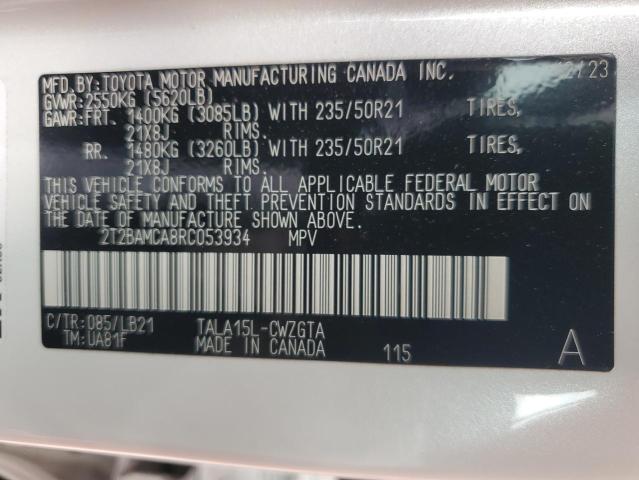 2T2BAMCA8RC053934 - 2024 LEXUS RX 350 BASE WHITE photo 13