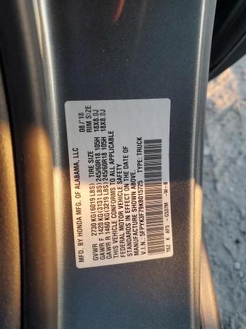 5FPYK3F79KB015725 - 2019 HONDA RIDGELINE RTL Серый фото 12