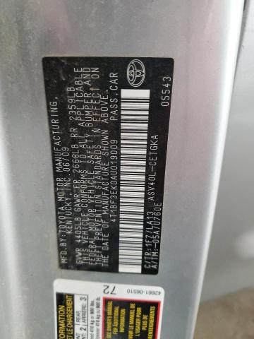 4T1BF3EK0AU019009 - 2010 TOYOTA CAMRY BASE SILVER photo 13
