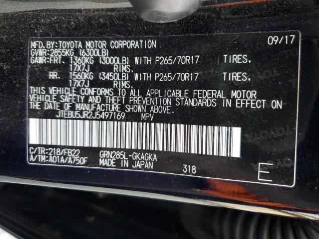 JTEBU5JR2J5497169 - 2018 TOYOTA 4RUNNER SR5/SR5 PREMIUM Noir photo 14