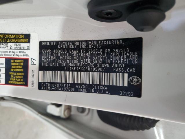 4T1BF1FK0FU105902 - 2015 TOYOTA CAMRY LE WHITE photo 12