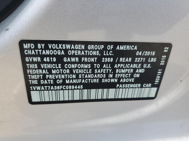 1VWAT7A36FC089445 - 2015 VOLKSWAGEN PASSAT S SILVER photo 12
